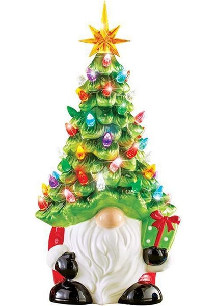 Noel Süslemeleri - 6.2 Inç Çok Renkli Işıklı Cüce Ağacı Küçük Mini Tatil Dekoru (Yurt Dışından)