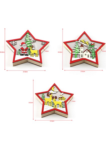 3 Adet LED Ahşap Yıldız Gece Lambası, Bebek Odası Işık Duvar Dekoru Noel, Doğum Günü, Çocuk Odası, Bebek Odası Masa Lambası (Yurt Dışından)
