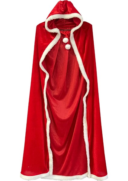 Noel Pelerini Noel Baba Yetişkin Pelerini Kadınlar Için Cadılar Bayramı Kostümü Kapşonlu Giyinme 120CM (Yurt Dışından)