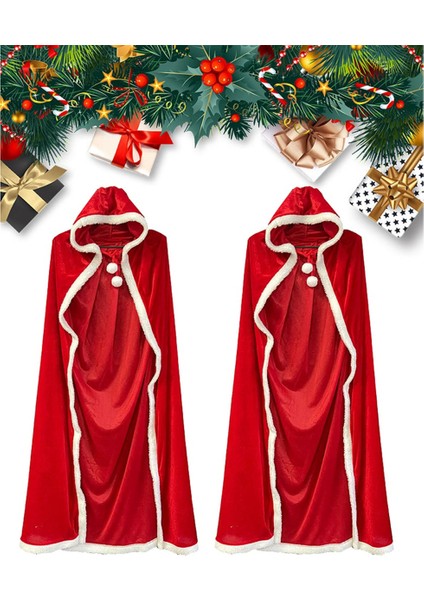 Noel Pelerini Noel Baba Yetişkin Pelerini Kadınlar Için Cadılar Bayramı Kostümü Kapşonlu Giyinme 120CM (Yurt Dışından)