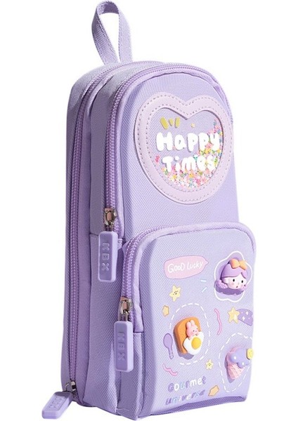 Lila Çanta Şeklinde Çok Şirin Büyük Kapasiteli Bölmeli Kullanışlı Kalem Kutu