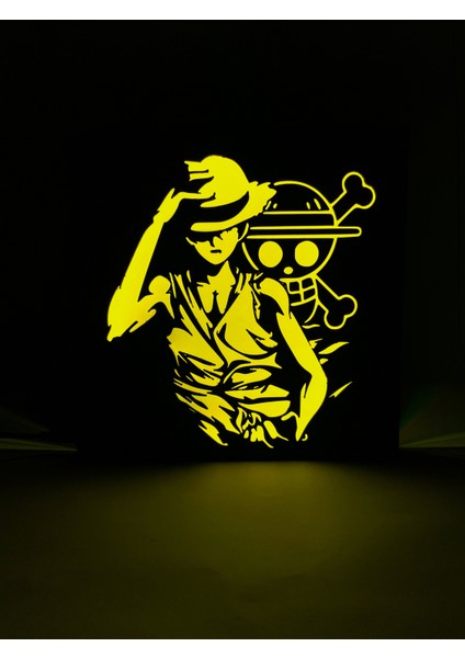 One Piece Monkey D. Luffy Rgb Led Işıklı 3 Boyutlu Tabela - 20cm X 20cm X 2cm (Bluetooth Kontrollü)