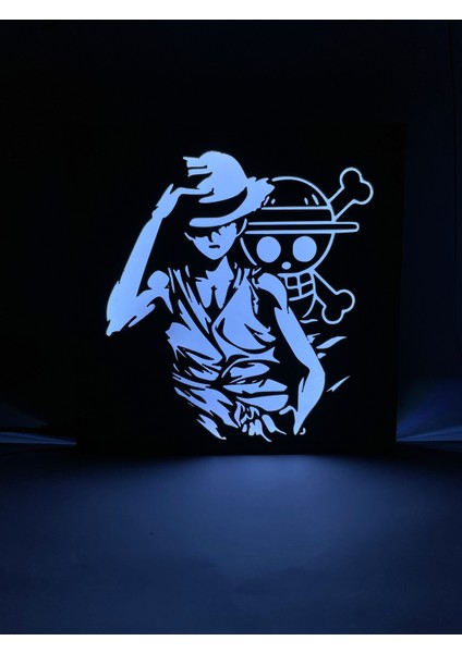 One Piece Monkey D. Luffy Rgb Led Işıklı 3 Boyutlu Tabela - 20cm X 20cm X 2cm (Bluetooth Kontrollü)