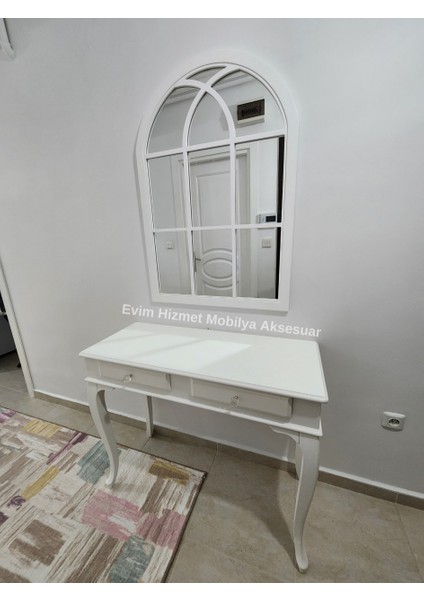 100 cm Çekmeceli Beyaz Dresuar & Ayna Takımı fırsatları