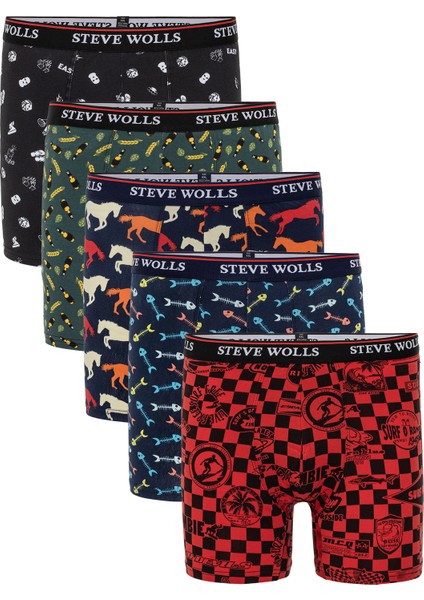 Erkek Karışık Desenli 5’Li Boxer - 23310 (P102)