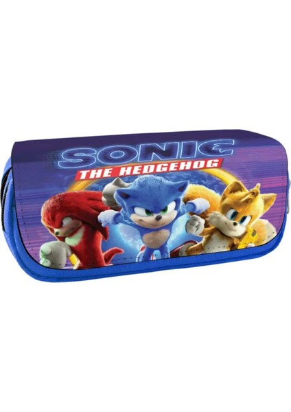 Sonic The Hedgehog Tails Knuckles Çift Fermaurlı Büyük Kapasiteli Kalem Kutu