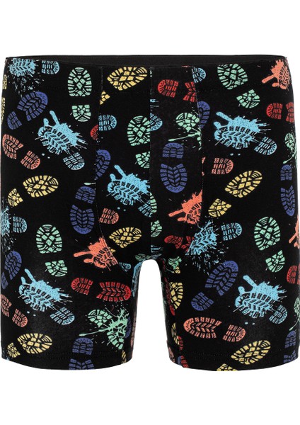 Erkek Siyah Ayak Izi Desenli Tekli Boxer - 23400
