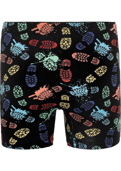 Erkek Siyah Ayak Izi Desenli Tekli Boxer - 23400