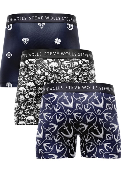 Erkek Karışık Desenli 3’Lü Boxer - 23656