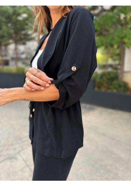 Kadın Çizgili Bel Bağcıklı Siyah Alt Üst Takım fırsatları