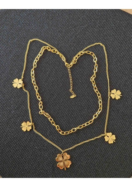 Kadın Gold Yonca Kolye 5lı