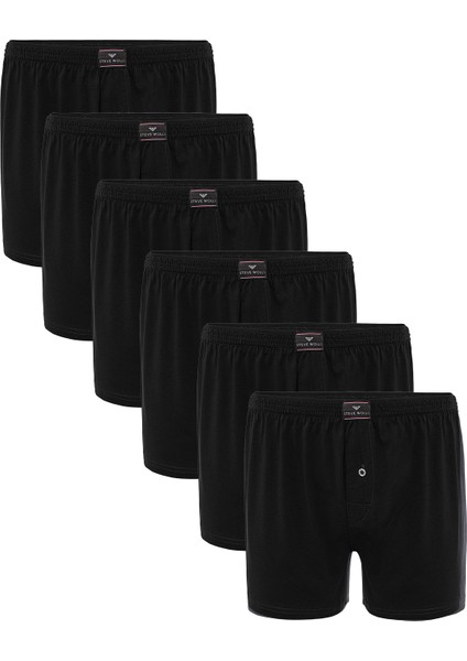 Erkek Siyah 6’Lı Penye Boxer - 23701
