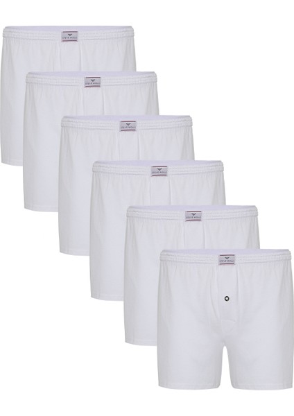 Erkek Beyaz 6’Lı Penye Boxer - 23701