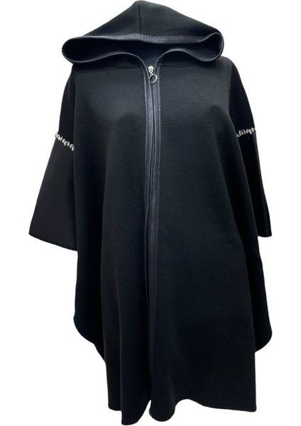 Akmoda Kalın Kışlık Triko Uzun Bayan Panço