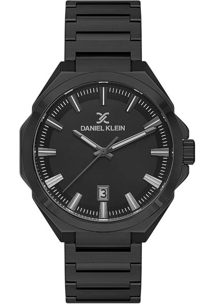 DK.1.13811-5 Çelik Kaplama Suya Dayanıklı Takvimli Siyah Erkek Kol Saati