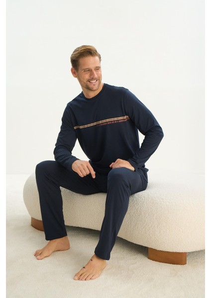 Erkek Uzun Kol Lacivert Pijama Takım C6T3N5O9