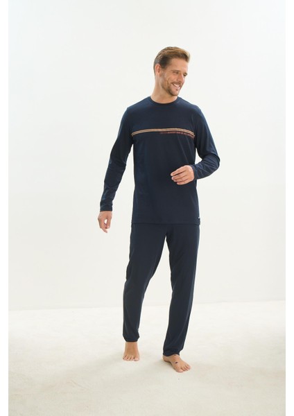 Erkek Uzun Kol Lacivert Pijama Takım C6T3N5O9