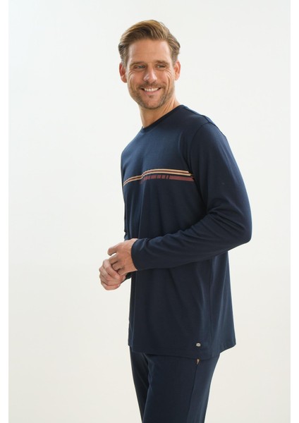 Erkek Uzun Kol Lacivert Pijama Takım C6T3N5O9