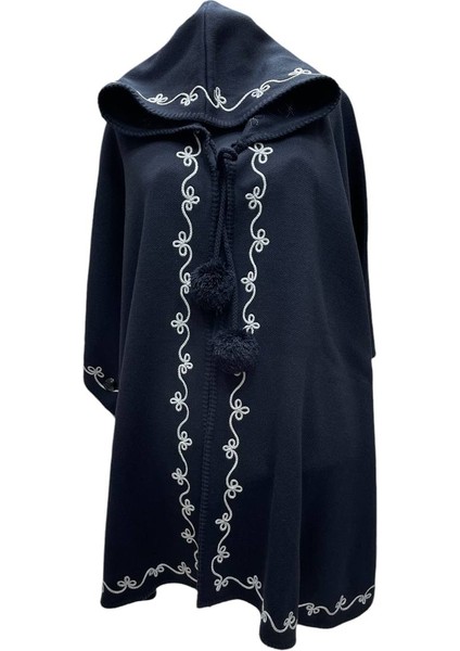 Akmoda Kalın Kışlık Triko Uzun Bayan Panço
