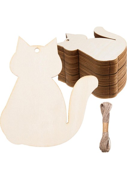 30 Adet Cadılar Bayramı Ahşap Kesikler Ahşap Dilimler Halat Etiketleri ile Kedi Şeklinde Sahne Malzemeleri El Sanatları Parti Tatil Için Boş Dekoratif Kolye (Yurt Dışından) fırsatları