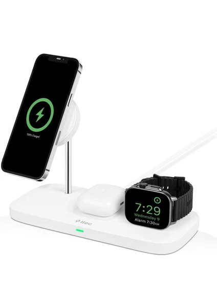 Aircharger Trio Up Magsafe Uyumlu 3ü 1 Arada iPhone + Apple Watch + Airpods Kablosuz Hızlı Şarj