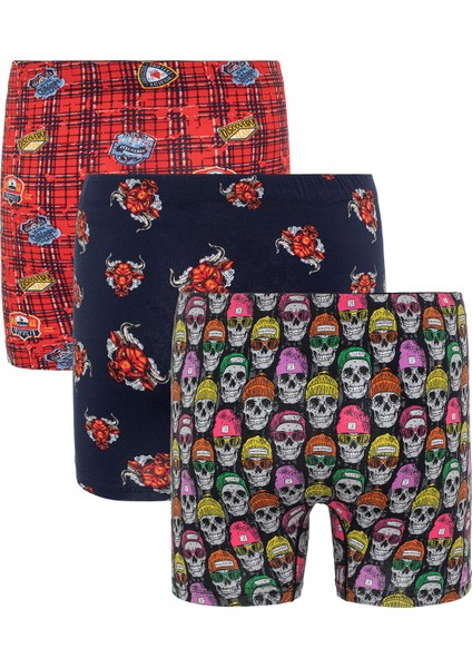 Erkek Karışık Desenli 3’Lü Boxer - 23652 indirimleri