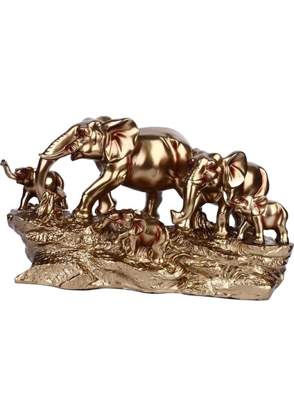 Fil Heykeli Koleksiyonu Reçine Heykelcik Kitaplıklar Için Beş Kiş Aile (Yurt Dışından)