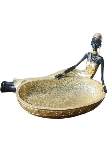 Giriş Apartmanı Için Afrika Heykelcik Kız Depolama Tepsi Heykeli (Yurt Dışından)