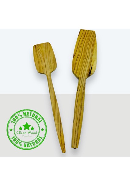 Ceren Wooden Zeytin Ağacı 2 Parça Spatula Seti Handmade Ahşap Tahta Spatula El Yapımı