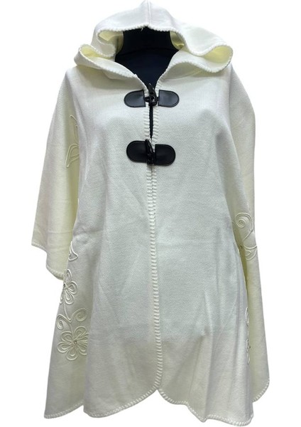 Akmoda Kalın Kışlık Triko Uzun Bayan Panço