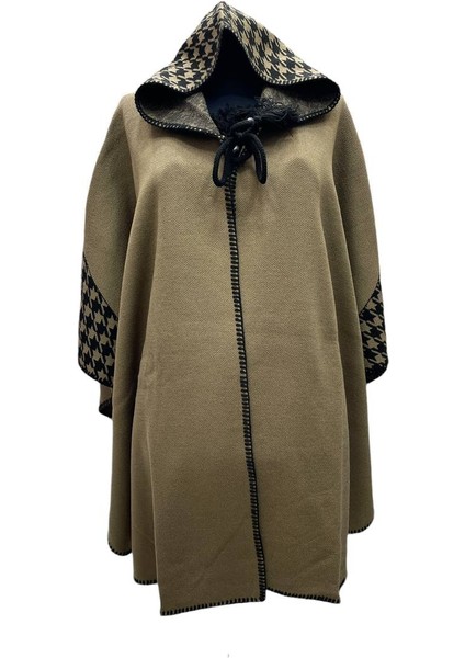 Akmoda Kalın Kışlık Triko Uzun Bayan Panço