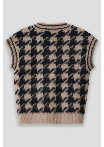 Summer Winter Club Kadın Şardonlu Polo Yaka Fitilli Kenarlı Kolsuz % 100 Ipek Süveter Kazayağı modelleri