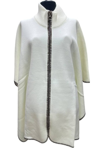 Akmoda Kalın Kışlık Triko Uzun Bayan Panço