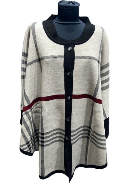 Akmoda Kalın Kışlık Triko Uzun Bayan Panço