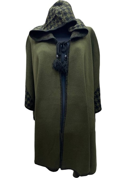 Akmoda Kalın Kışlık Triko Uzun Bayan Panço