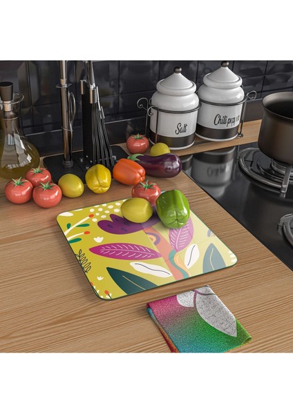 Cam Kesme Tahtası Kare Renkli Çiçek Desenli 30 x 30 cm fiyatları