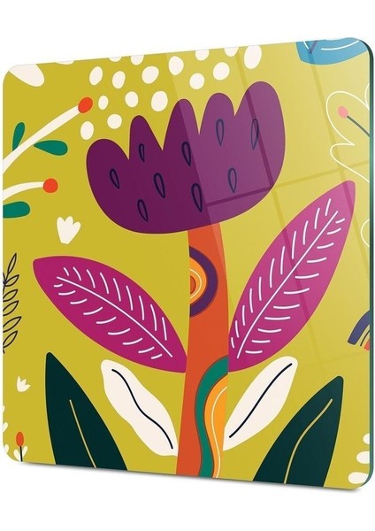 Cam Kesme Tahtası Kare Renkli Çiçek Desenli 30 x 30 cm fırsatları