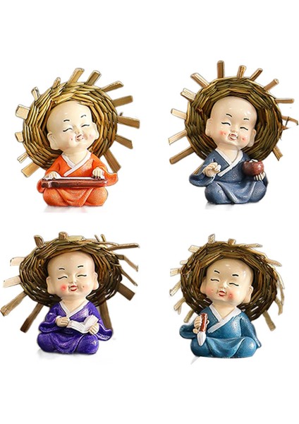 4 Kung Fu Çocuk Heykelleri Masaüstü Paneli 7cm Satranç Kaligrafisi Için Hassas (Yurt Dışından)