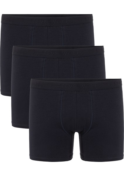 Erkek Lacivert 3’Lü Likralı Boxer - 24101