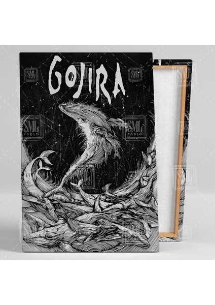 Gojira Köpek Balığı Music Godzilla Metal Müzik Grubu Dikey Kanvas Tablo