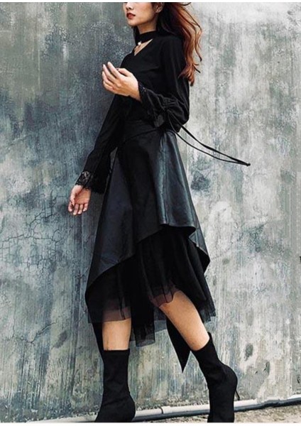 Kadın Tütü Bohem Deri Midi Etek modelleri