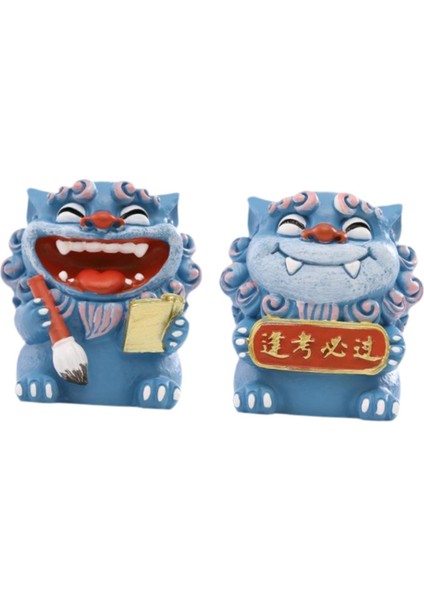 2 Adet Karikatür Mini Aslan Heykelleri Çin Aslan Figürleri Masaüstü Ofis Için 5X5X5.5CM Mavi (Yurt Dışından) fiyatları