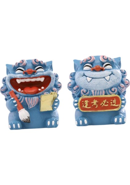 2 Adet Karikatür Mini Aslan Heykelleri Çin Aslan Figürleri Masaüstü Ofis Için 5X5X5.5CM Mavi (Yurt Dışından) modelleri