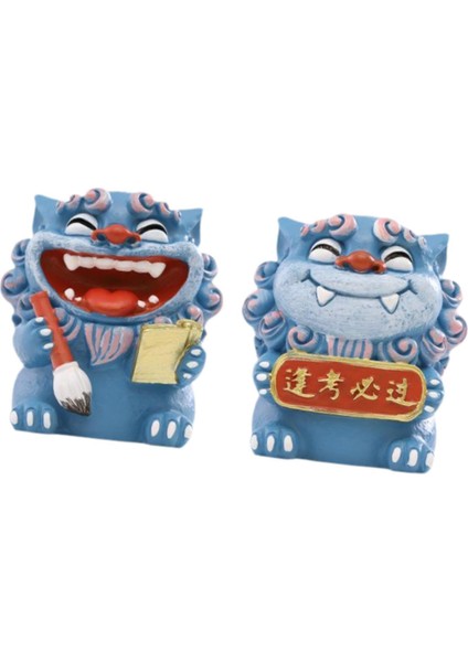2 Adet Karikatür Mini Aslan Heykelleri Çin Aslan Figürleri Masaüstü Ofis Için 5X5X5.5CM Mavi (Yurt Dışından) fırsatları
