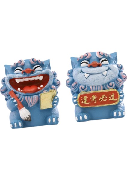 2 Adet Karikatür Mini Aslan Heykelleri Çin Aslan Figürleri Masaüstü Ofis Için 5X5X5.5CM Mavi (Yurt Dışından) indirimleri