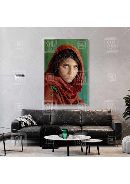 Yeşil Gözlü Afgan Kızı Sharbat Gula 1984 Ödüllü Fotoğraf Dikey Kanvas Tablo