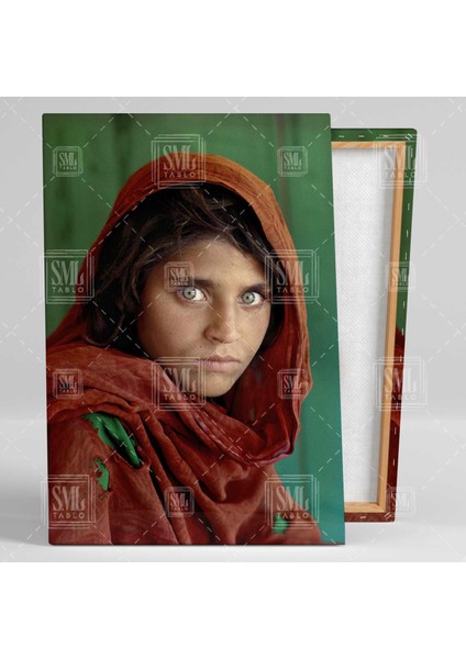 Yeşil Gözlü Afgan Kızı Sharbat Gula 1984 Ödüllü Fotoğraf Dikey Kanvas Tablo