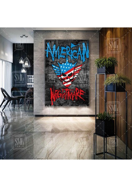 American Nightmare Wwe Kuru Kafa Skull Tiger Cody Rhodes Dikey Kanvas Tablo