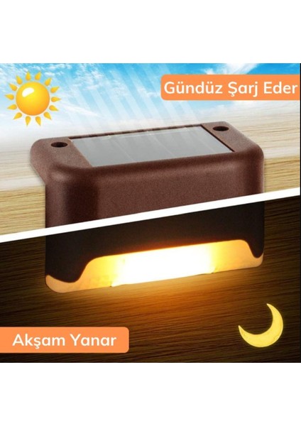 4 Adet L Solar LED Güneş Enerjili Su Geçirmez Köşebent LED Işık Merdiven Veranda modelleri