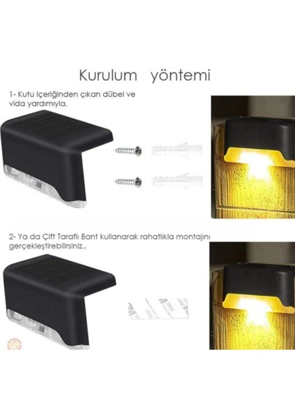 4 Adet L Solar LED Güneş Enerjili Su Geçirmez Köşebent LED Işık Merdiven Veranda fırsatları